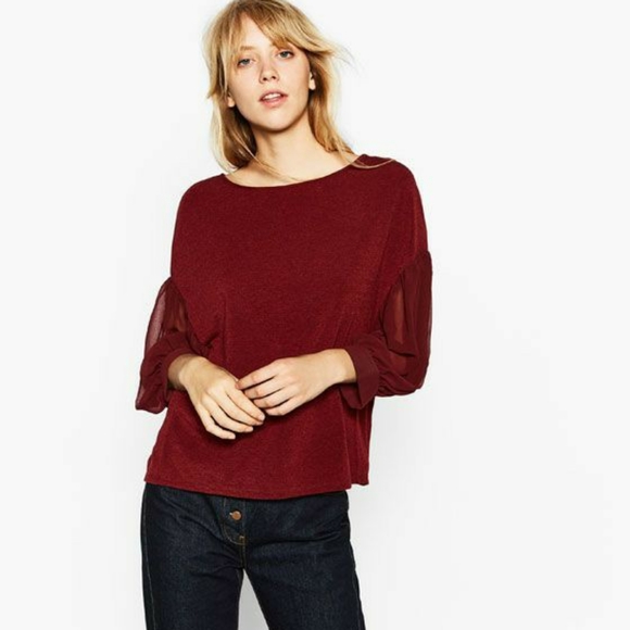 Zara Tops Zara Puff Sheer Sleeves Poshmark